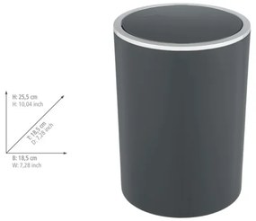 WENKO 25146100 - Cestino INCA 18,5x25,5 cm antracite/cromo lucido