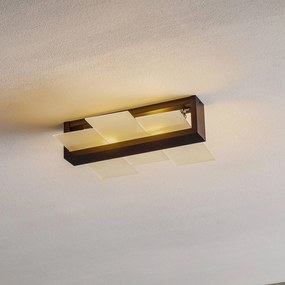 SOLLUX LIGHTING Plafoniera Shifted 2, vetro e legno wengé