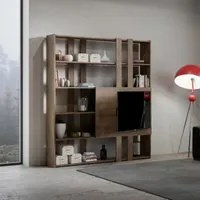 Libreria Moderna 5 Ripiani con Pannello per TV 178x36x204 cm in nobilitato Marrone