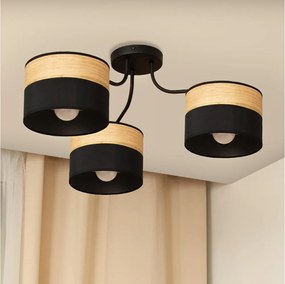 Plafoniera ALBA 3xE27/15W/230V Ø 66 cm nero/marrone