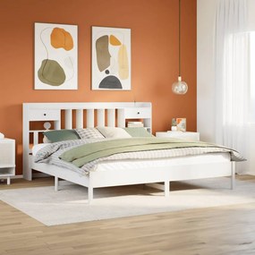 Letto libreria senza materasso bianco 200x200 cm legno di pino