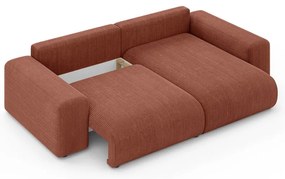 Divano angolare color mattone allungabile/con contenitore (con composizione variabile) con rivestimento in velluto a coste Luma – Ropez