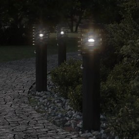 Lampada Da Terra Per Esterni Sensore Nera 60 Cm İn Acciaio /