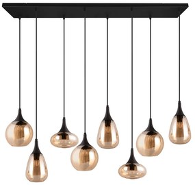 Lampada a sospensione nero-arancio con paralume in vetro Lumina - Trio