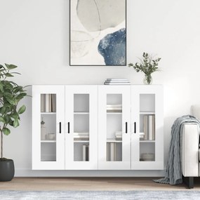 Armadietti A Parete 2 Pz Bianchi İn Legno Multistrato /