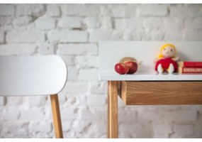 Scrivania bianca con base in legno di frassino, lunghezza 110 cm Luka - Ragaba