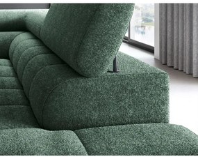 Divano angolare verde allungabile/con contenitore (con penisola a destra/a L) con rivestimento in bouclé Ferucce – ELTAP