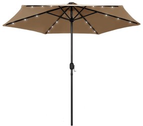 Ombrellone Con Luci A Led E Palo Alluminio 270 Cm Tortora /