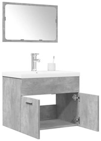 Set Mobili Da Bagno 3 Pz Grigio Cemento İn Legno Multistrato /