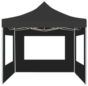 Gazebo Pieghevole con Pareti Alluminio 2x2 m Antracite