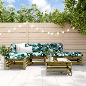 Set salotto da giardino 6 pz in legno impregnato di pino