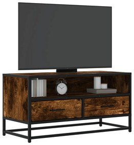 Mobile Tv Rovere Fumo 80x34,5x40 Cm Legno Multistrato E Metallo /