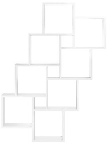 Mensola Parete Cubo Bianco Lucido 90x15x119cm Legno Multistrato