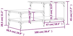 Tavolino Salotto Rovere Marrone 100x50,5x45cm Legno Multistrato