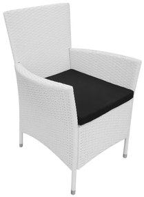 Set da Pranzo da Giardino 9 pz in Polyrattan Bianco Crema