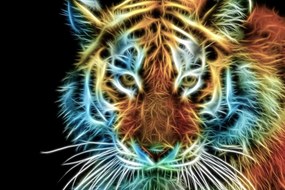Stampa su tela – Testa di tigre in stile astratto