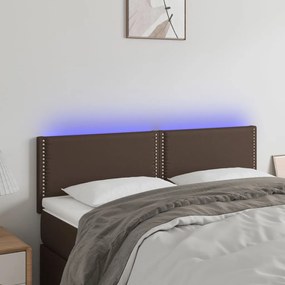 Testiera Marrone A Led 144x5x78/88 Cm İn Similpelle /