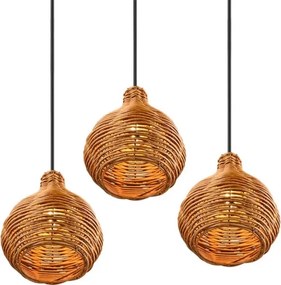 Reality - Lampadario a sospensione SPROUT 3xE14/40W/230V marrone/rattan