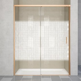 Porta doccia scorrevole L 138-139.5 cm x H 200 cm per nicchia in vetro smerigliato SP. 6 mm, profilo dorato, serie Jazz