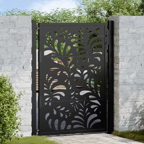 Cancello Giardino Nero 105x130 Cm İn Acciaio Design Ondulato /