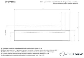 Letto singolo imbottito beige con rete 90x200 cm Sleepy Luna - Miuform