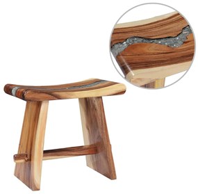 Sgabello İn Legno Massello Di Suar E Poliresina /