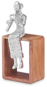 Statua Decorativa Flauto Dolce Argentato Legno Metallo 13 x 27 x 13 cm