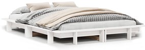 Letto Senza Materasso Bianco 140x200 Cm Legno Massello Di Pino /