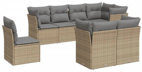 Set divano da giardino 8 pz con cuscini beige in polyrattan