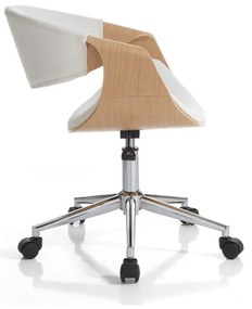 Sedia da ufficio bianca/di colore naturale in similpelle Visby – Tomasucci