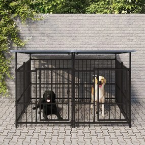 Gabbia Per Cani Da Esterno Con Tetto İn Acciaio 3,75 M² /
