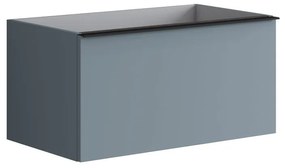 Mobile da bagno sotto lavabo Pixel plain blu laccato opaco L 80 x H 40 x P 45.5 cm 1 cassetto, lavabo non incluso
