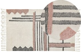 Tappeto rettangolare beige e nero in cotone 80 x 150 cm MURADIYE Beliani