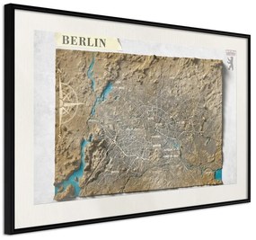 Poster  Raised Relief Map: Berlin  Cornice Quadri Cornice nera con pass-partout, Larghezza x Altezza Home decor 90x60