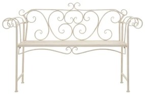 Panchina da Giardino 132 cm in Metallo Bianco Anticato