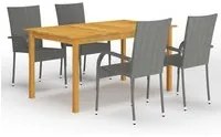 Set Mobili da Pranzo per Giardino 5 pz Grigio cod mxl 43691