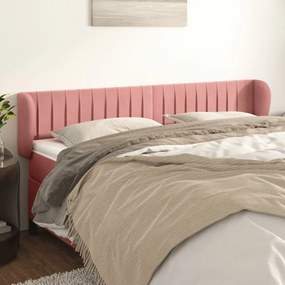 Testiera Ad Orecchio Rosa 163x23x78/88 Cm İn Velluto /