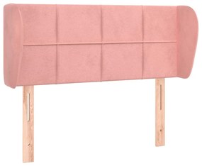 Testiera ad orecchio rosa 103x23x78/88 cm in velluto