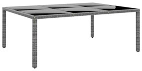 Tavolo giardino 200x150x75 cm vetro temperato polyrattan grigio