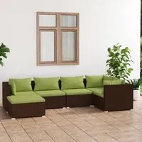 Set Divani da Giardino 6 pz con Cuscini in Polyrattan Marrone 3101812