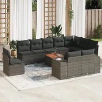 Set Divani da Giardino 11 pz con Cuscini in Polyrattan Grigio 3225500