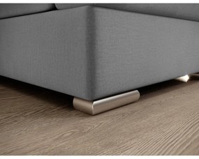 Divano angolare grigio allungabile/con contenitore (con penisola a sinistra/a L) e rivestimento in velluto Siber – ELTAP