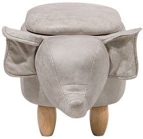 Pouf in tessuto similpelle grigio chiaro ELEPHANT Beliani