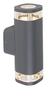 Lampada da parete esterna moderna quadrata 2 luci grigio scuro - Fox