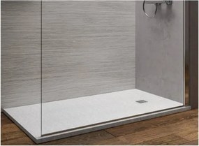 Piatto doccia in mineralmarmo 70x100 cm bianco effetto pietra con griglia e piletta sifonata