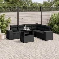 Set Divani da Giardino con Cuscini 7pz Nero Polyrattan 3269185