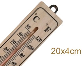 Termometro Analogico Ambiente In Legno Per Esterno Giardino e Interno -40°C--+50°C 200X40X7mm