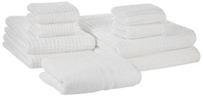 Set di 9 asciugamani in cotone bianco AREORA Beliani