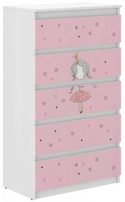 Cassettiera rosa per bambine di qualità con ballerina 121x40x70 cm