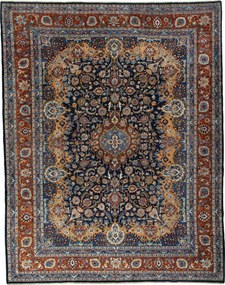 Kashmar Tappeto persiano 400 x 320 Blu (Iran) Annodato A Mano
